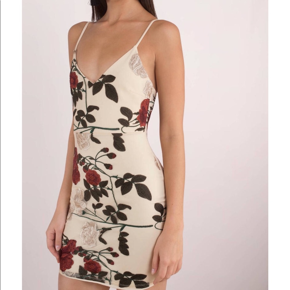 NWT Tobi Leaf it be Cream Bodycon Dress